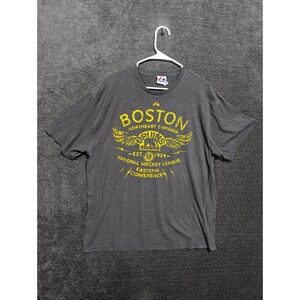 Majestic Boston Bruins NHL T-Shirt Mens XL Gray Short Sleeve Graphic Tee 2214